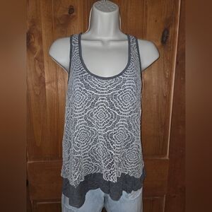 Miss Chievous Gray and Cream Lace Tank Top